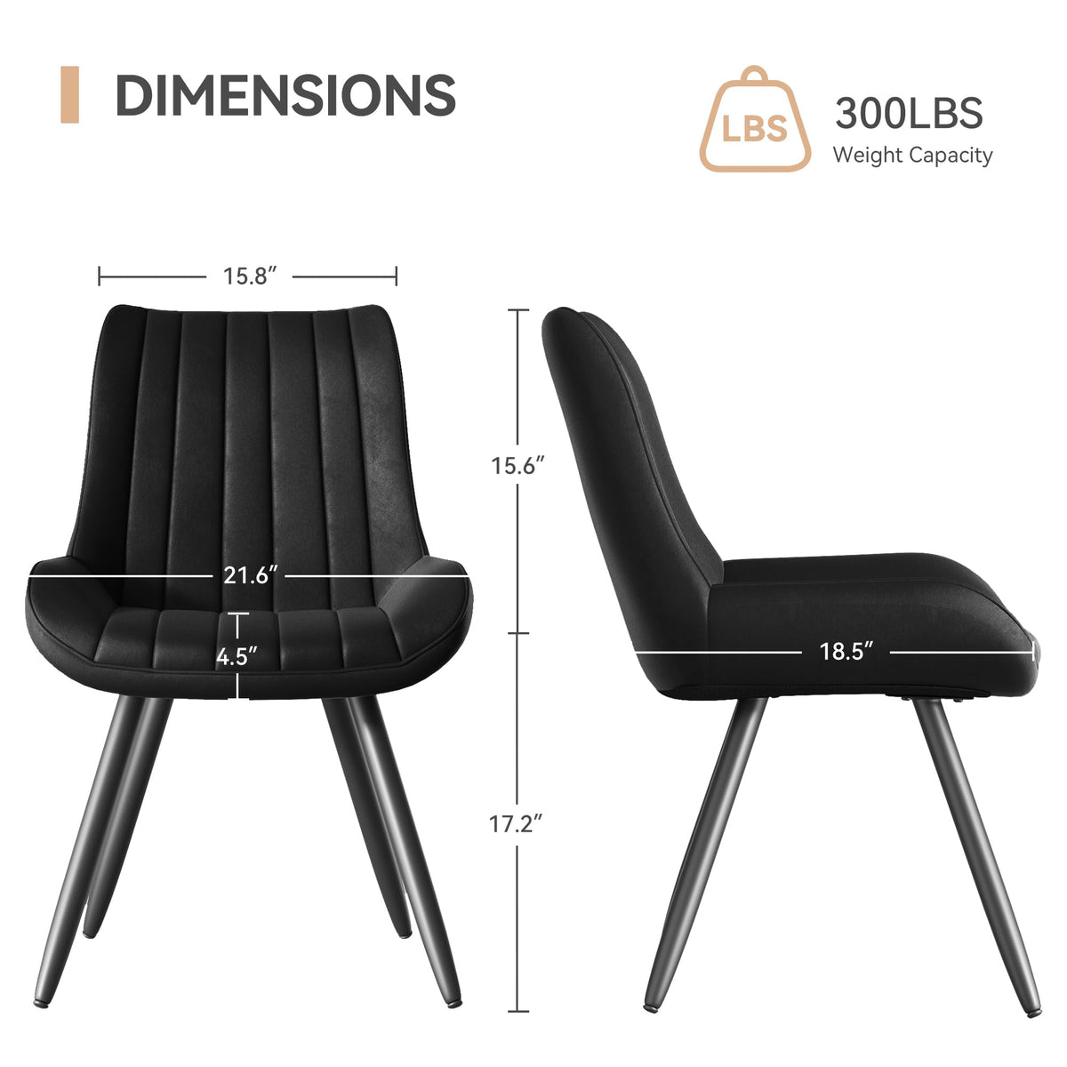 Black Faux Leather Upholstered Dining Chairs Set of 6 I85981