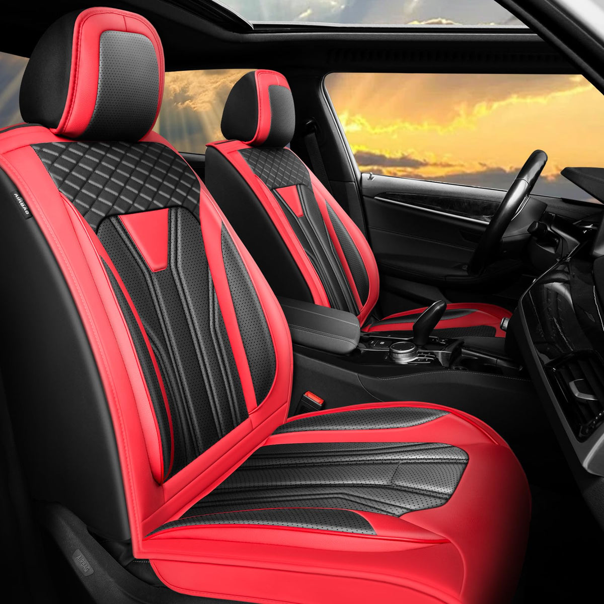 Red & Black Car Seat Covers J885107