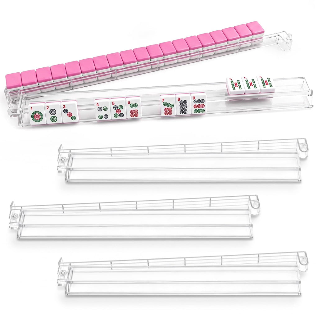 Clear Acrylic Mahjong Racks with Pushers Set of 4 W8485