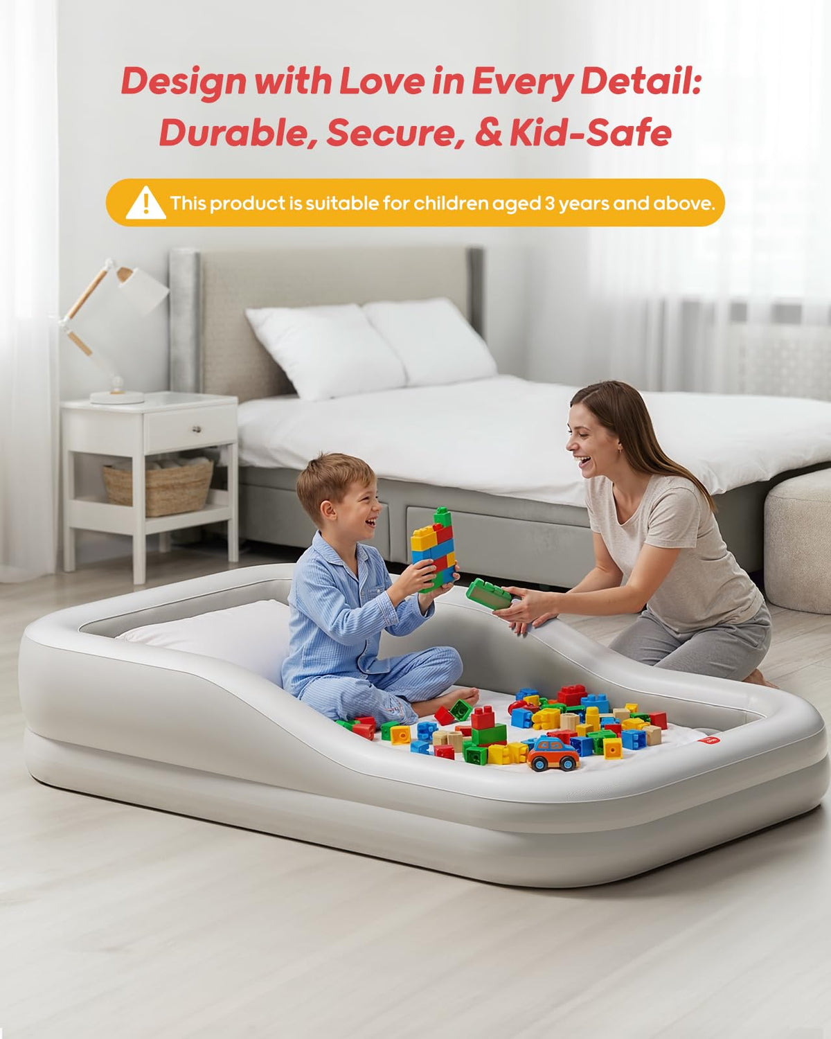 Inflatable Toddler Travel Bed Extra Large Gray S95567