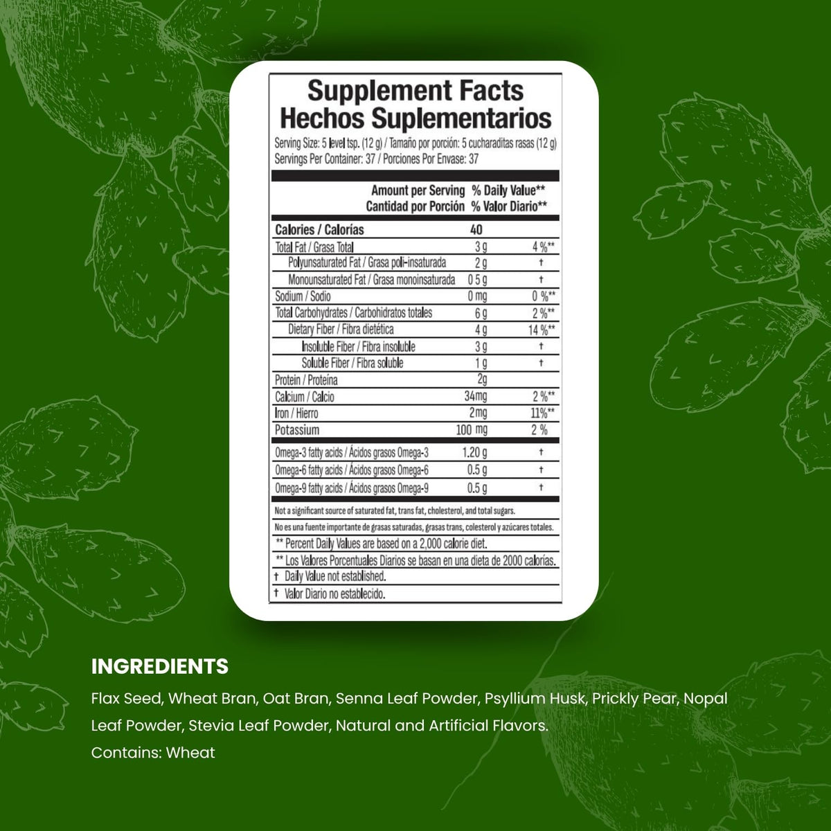 Fiber Powder 1 Lb Flax Seed Psyllium Husk Oat Wheat Bran Z4351