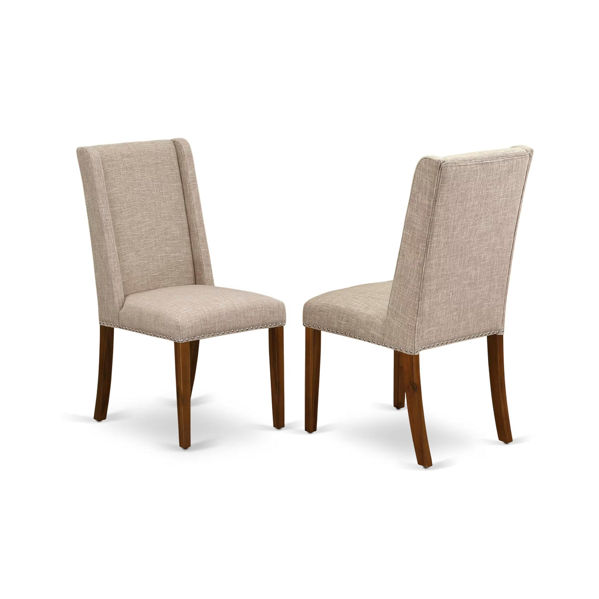 5-piece Wooden Dining Room Set with 4 Light Tan Linen Chairs N86720