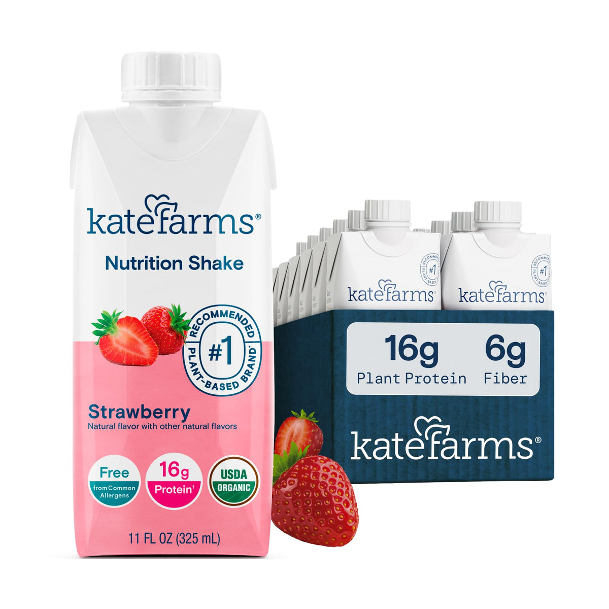 Organic Nutrition Shake, Strawberry, 16g Protein, 12 Pack S6007