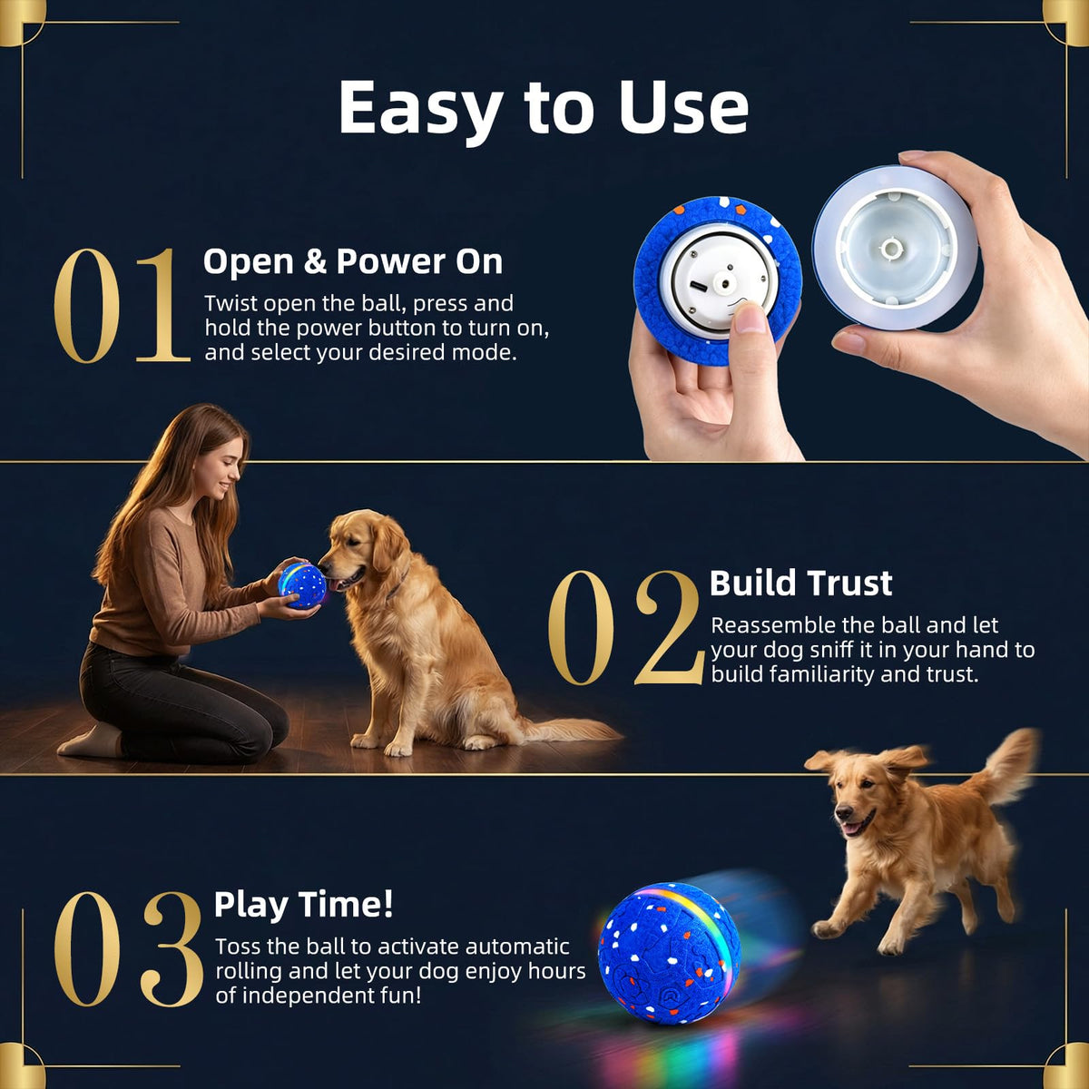 Interactive Dog Ball Toy 3 Modes L739814
