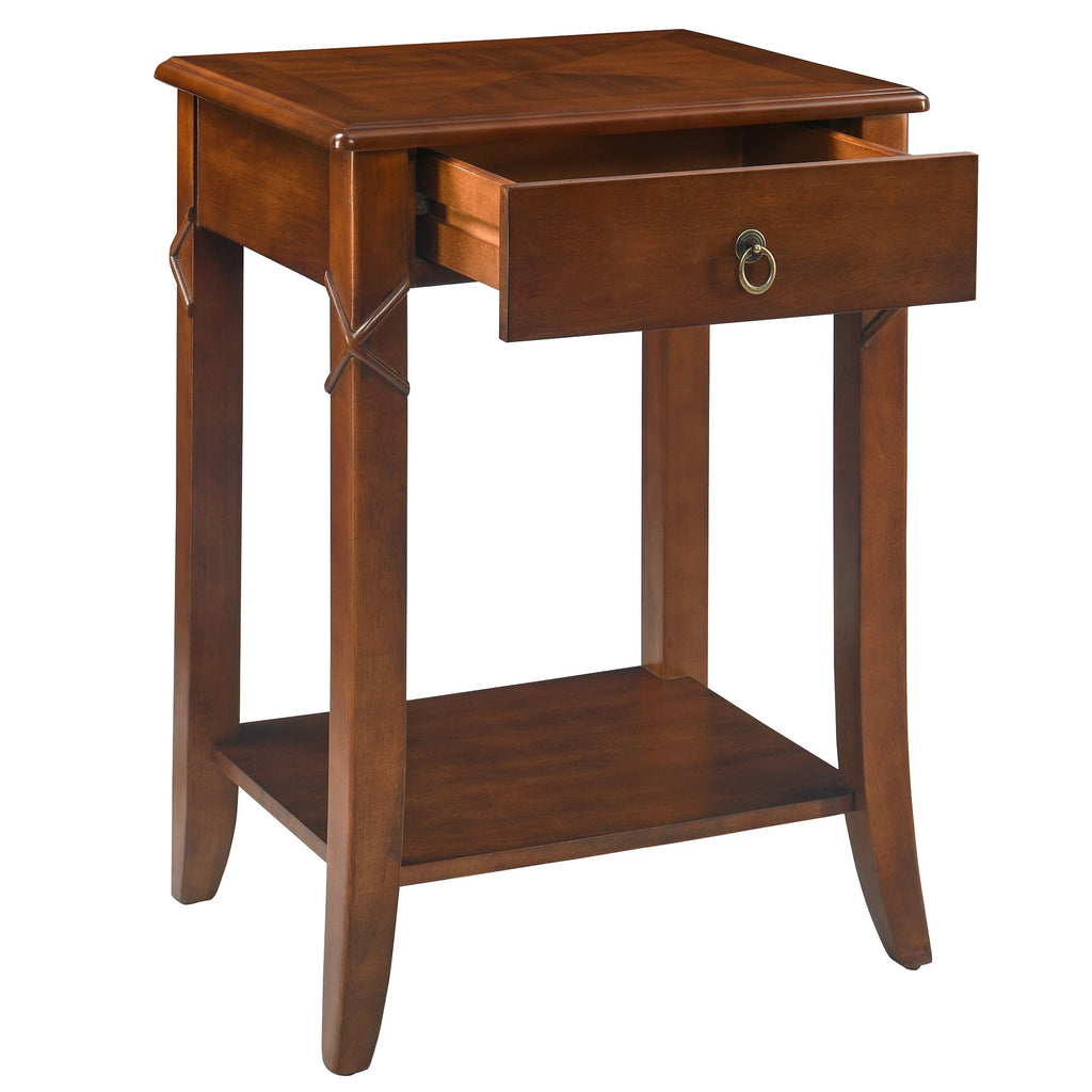 Small Solid Wood Side End Table with Drawer and Storage Shelf I306888