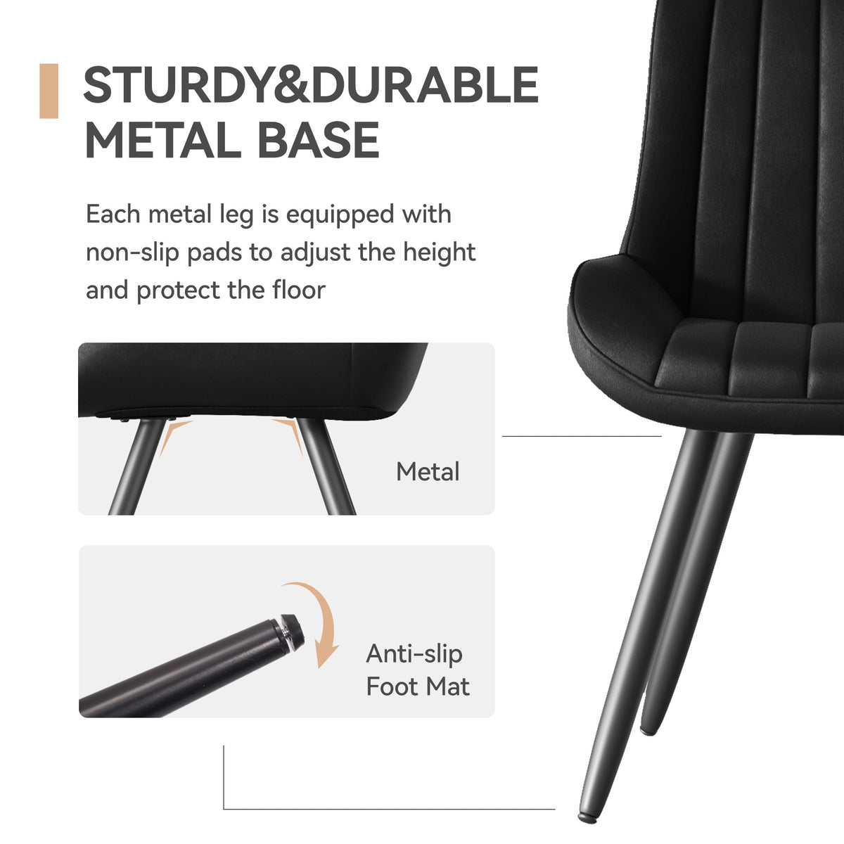 Black Faux Leather Upholstered Dining Chairs Set of 6 I85981