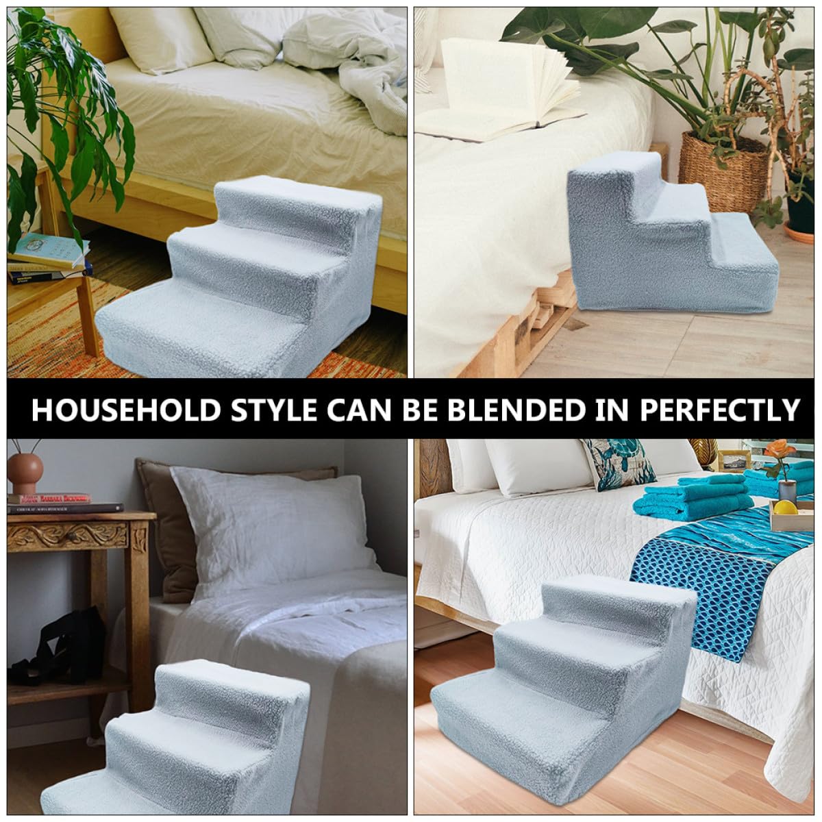 Gray Plush Non-Slip Pet Stairs S900