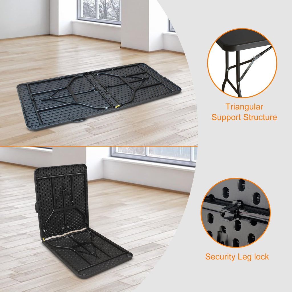 6 FT Black Folding Table with Carry Handle J25144