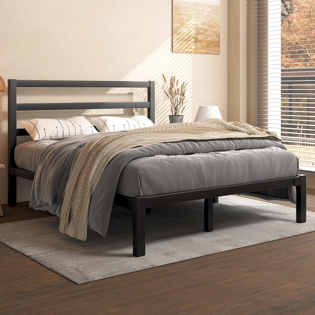 Queen Metal Platform Bed Frame with Headboard L9501