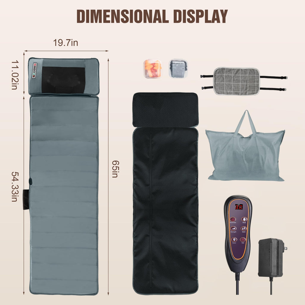 Full Body Massage Mat with Heat, 10 Motors, 9 Modes V32208