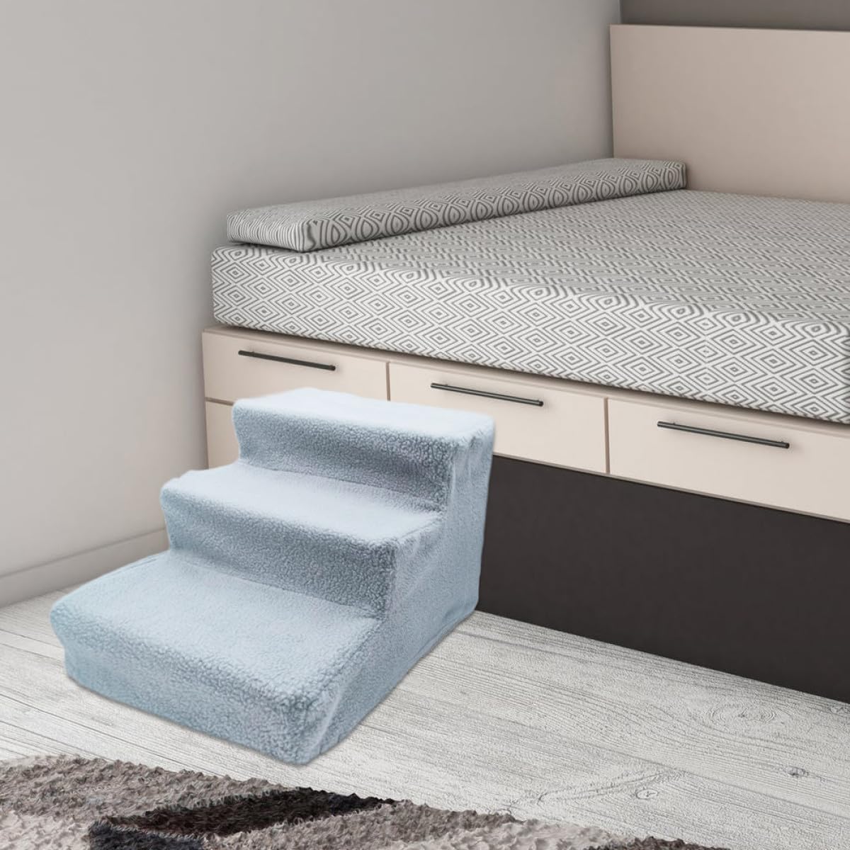 Gray Plush Non-Slip Pet Stairs S900
