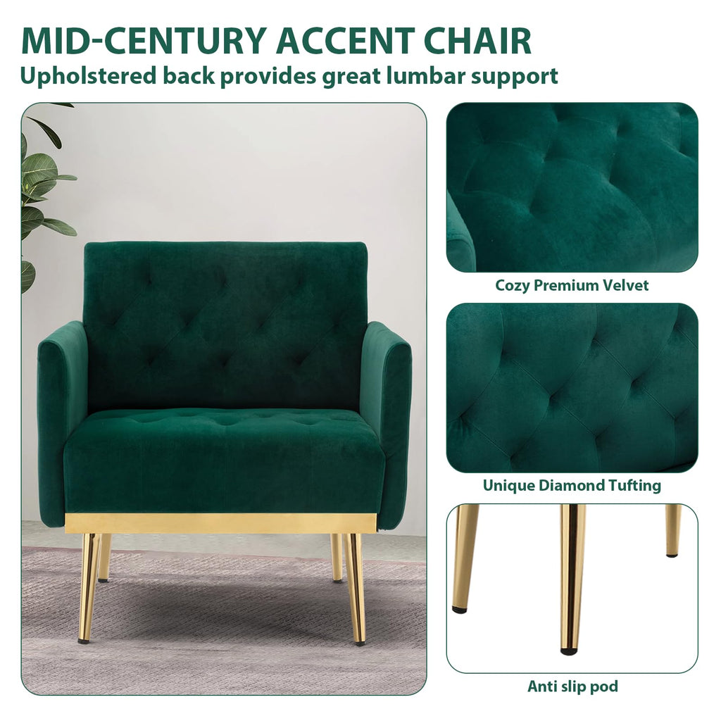 Green Velvet Button Tufted Armchair Set of 2 O78666