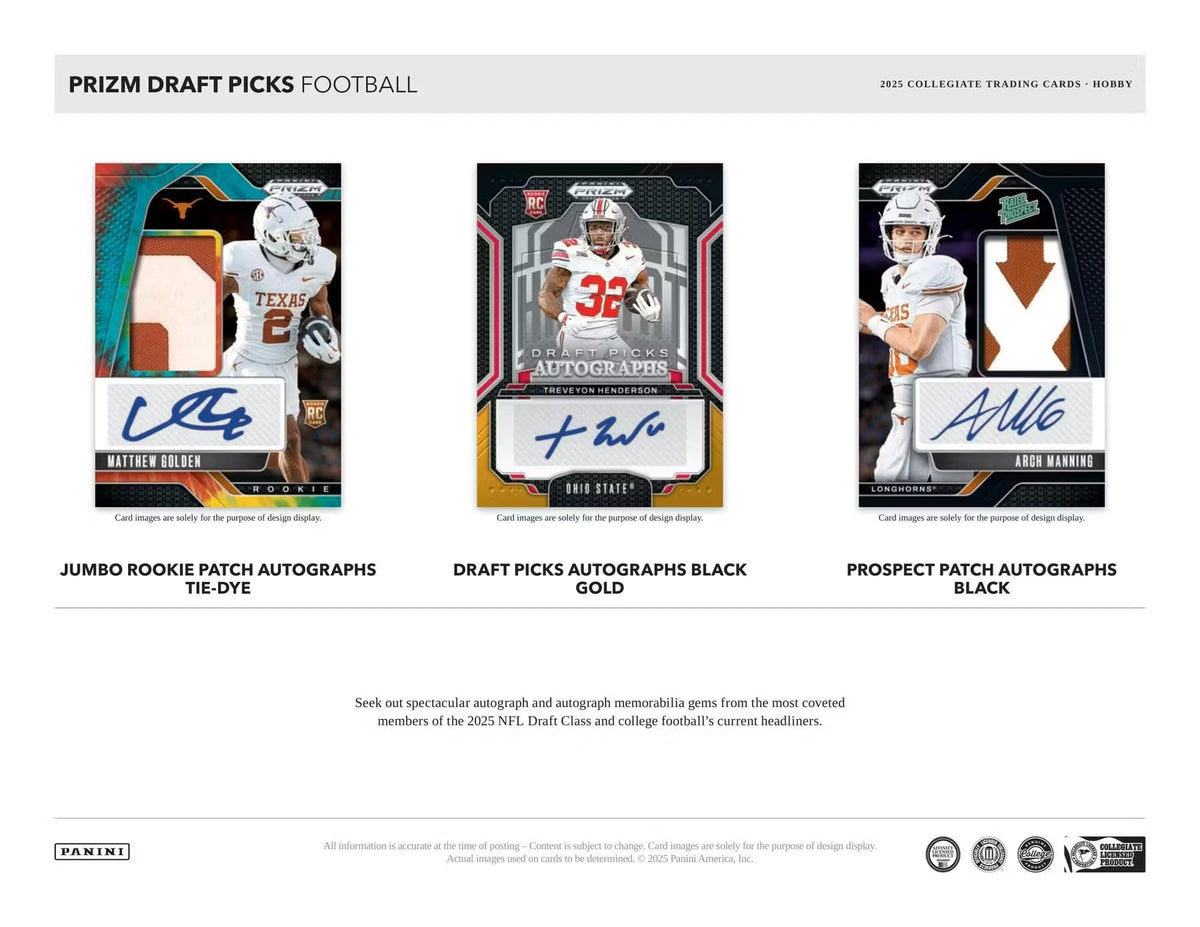 2025 Panini Prizm Draft Picks Football Trading Card Box E6617