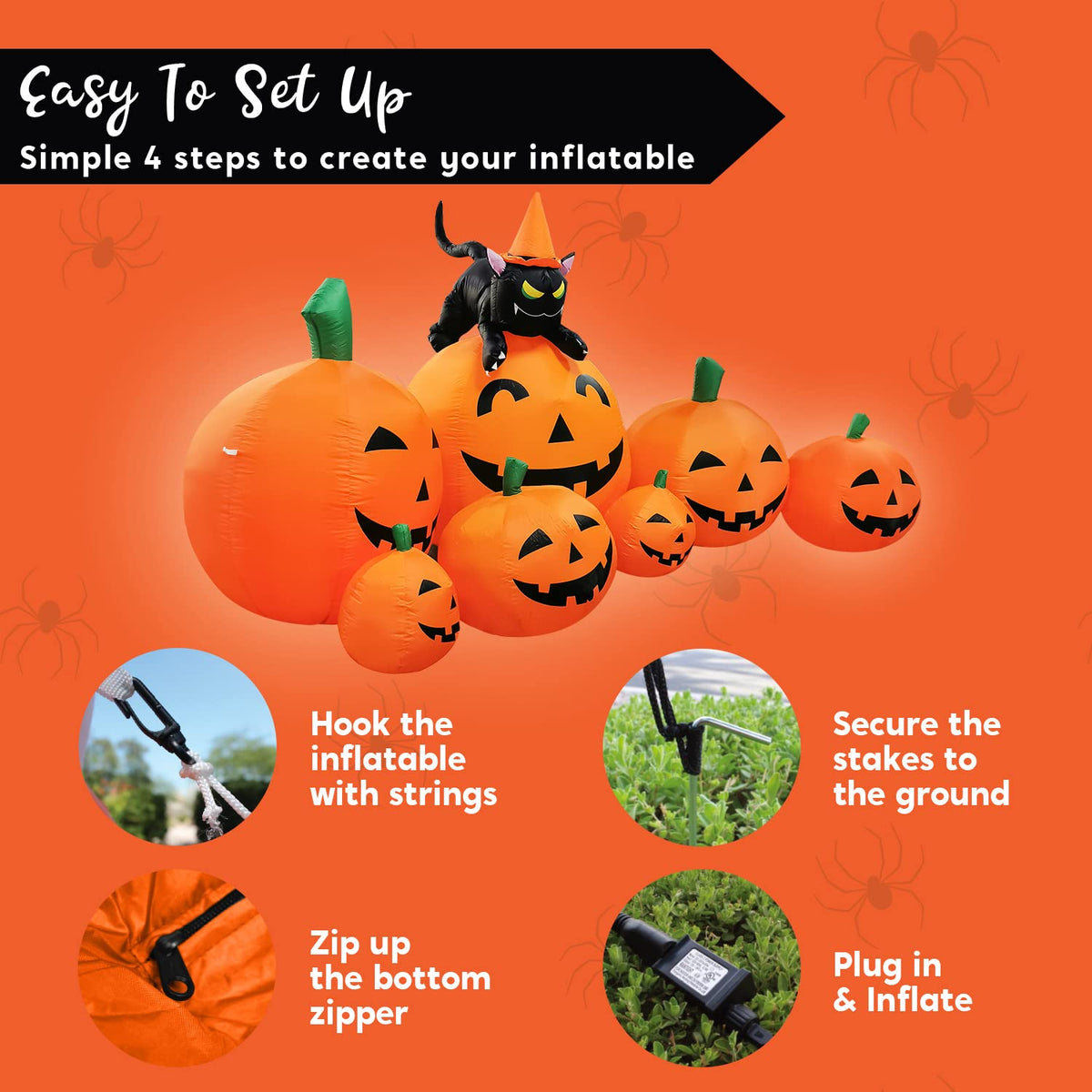 7 FT Long Halloween Inflatables Pumpkin Outdoor Decoration O15476