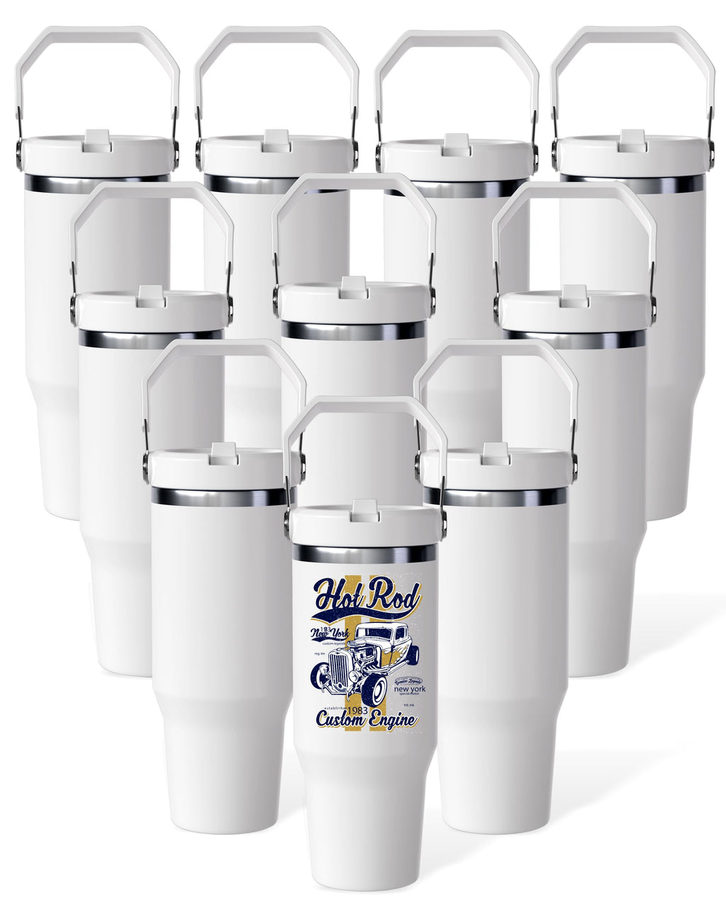 30oz Sublimation Blank Tumbler with Handle and Flip Straw K5403