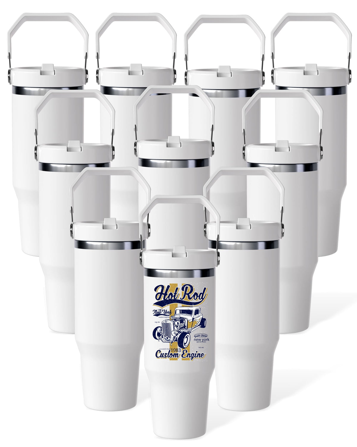30oz Sublimation Blank Tumbler with Handle and Flip Straw K5403