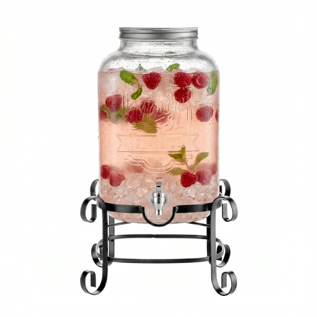 Glass Beverage Dispenser with Metal Stand 3 Gal F681101
