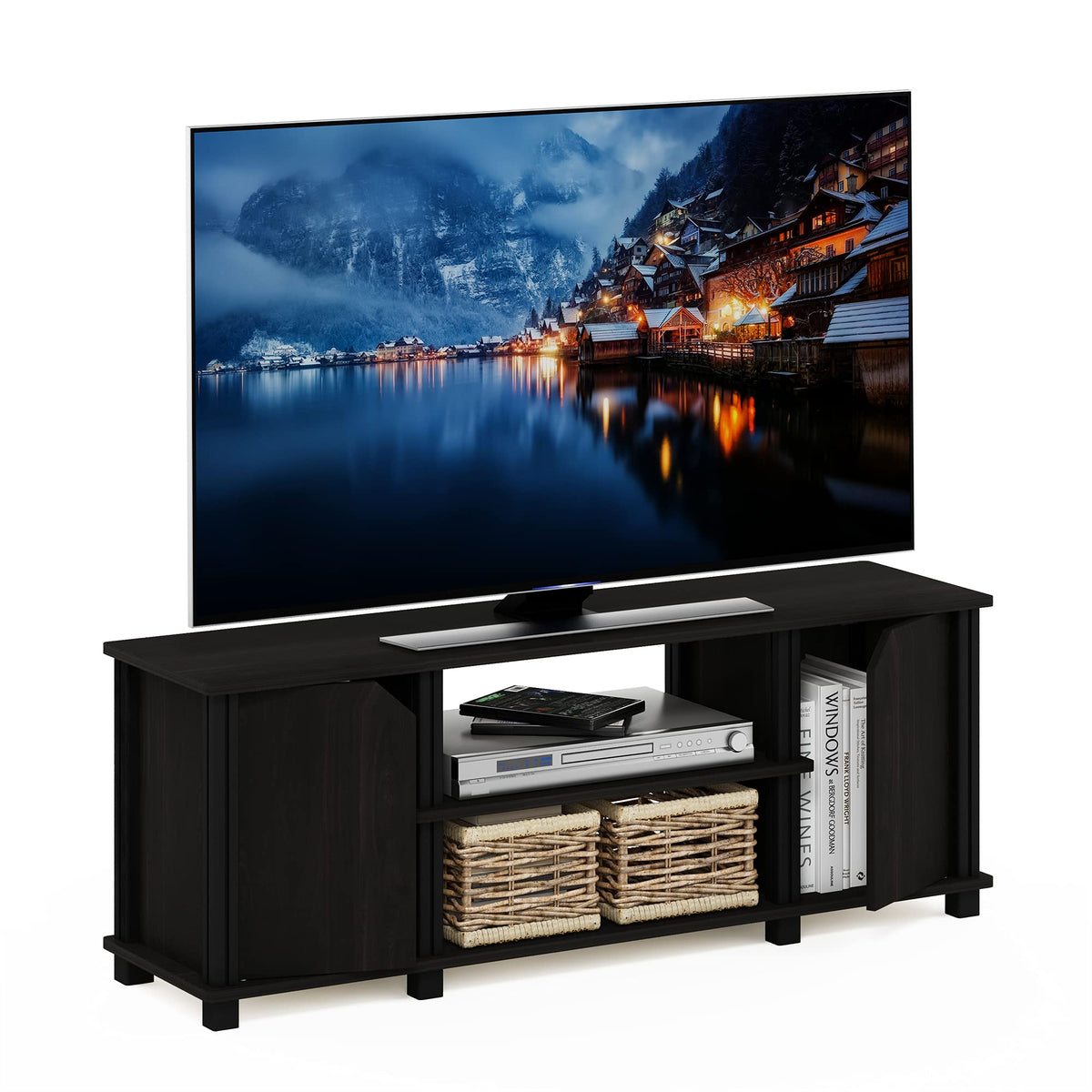 3-Tier Open Shelf TV Stand with Cabinets T86220