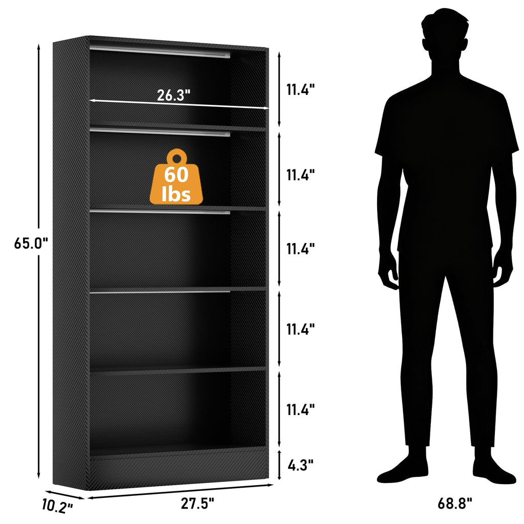 Black 5-Tier Wooden Bookshelf Q32981