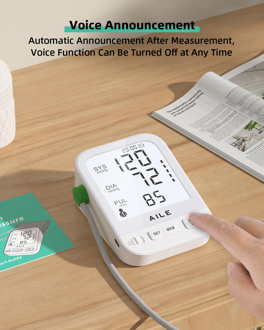 FDA Cleared Blood Pressure Monitor Large LCD Display Q6694