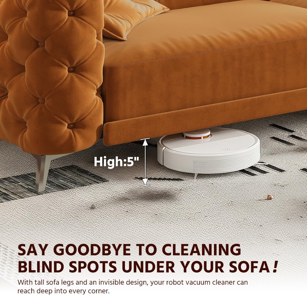 King Size Velvet L Shaped Sleeper Sofa with Ottoman A1155