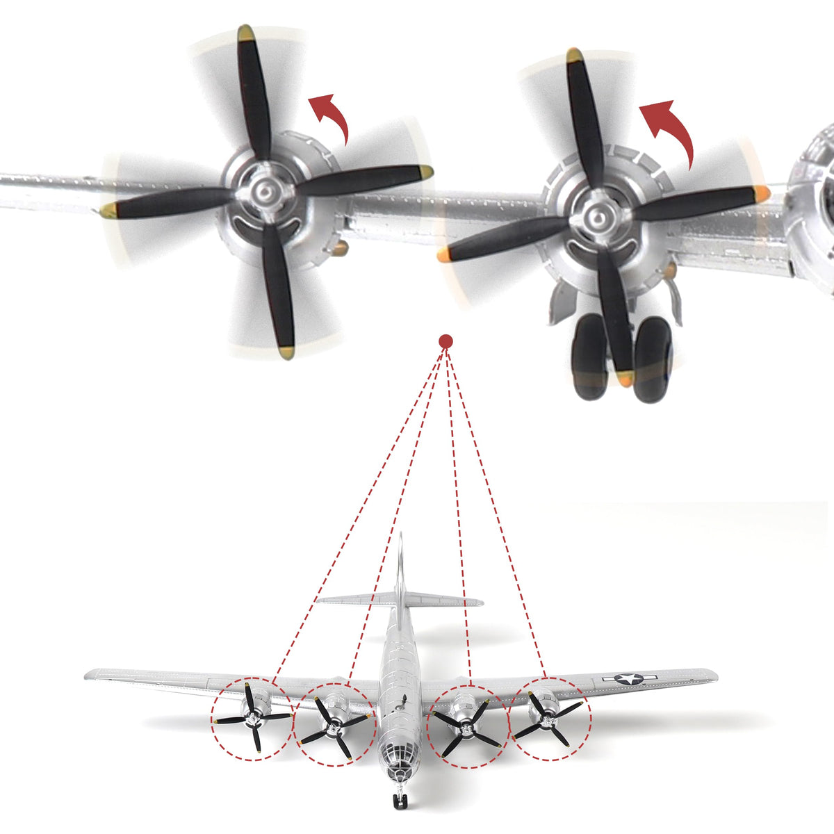 1/144 B-29 Bomber Metal Model Kit with Stand Diecast Airplane A31026