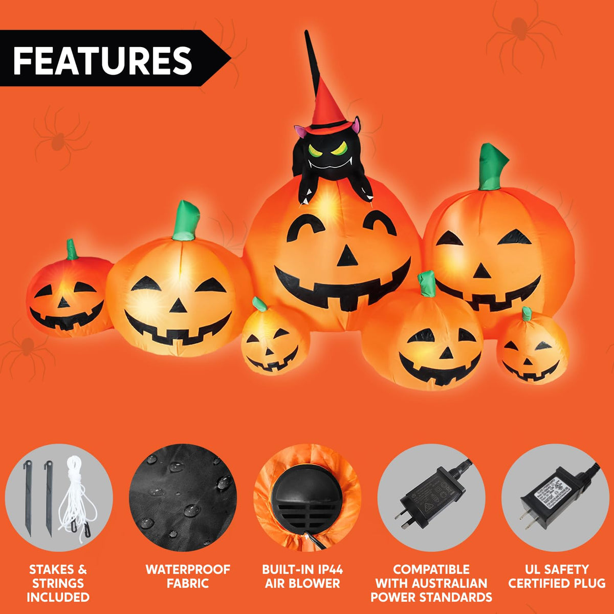 7 FT Long Halloween Inflatables Pumpkin Outdoor Decoration O15476