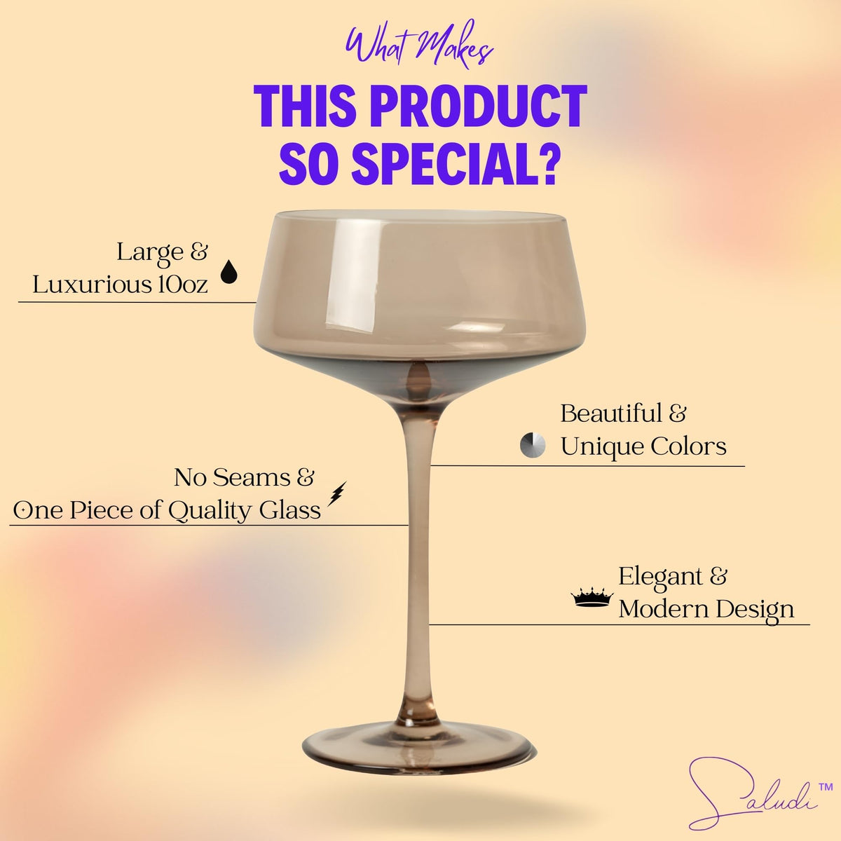 Colored Coupe Glasses Set of 6 Y833