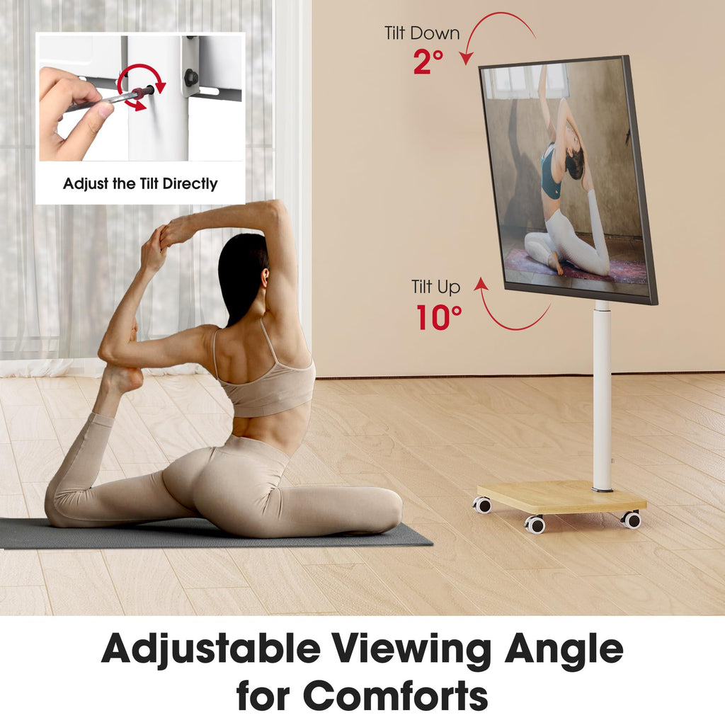 Rolling TV Stand for 32-65 Inch TVs, Height Adjustable with Swivel & Tilt Mount X6081