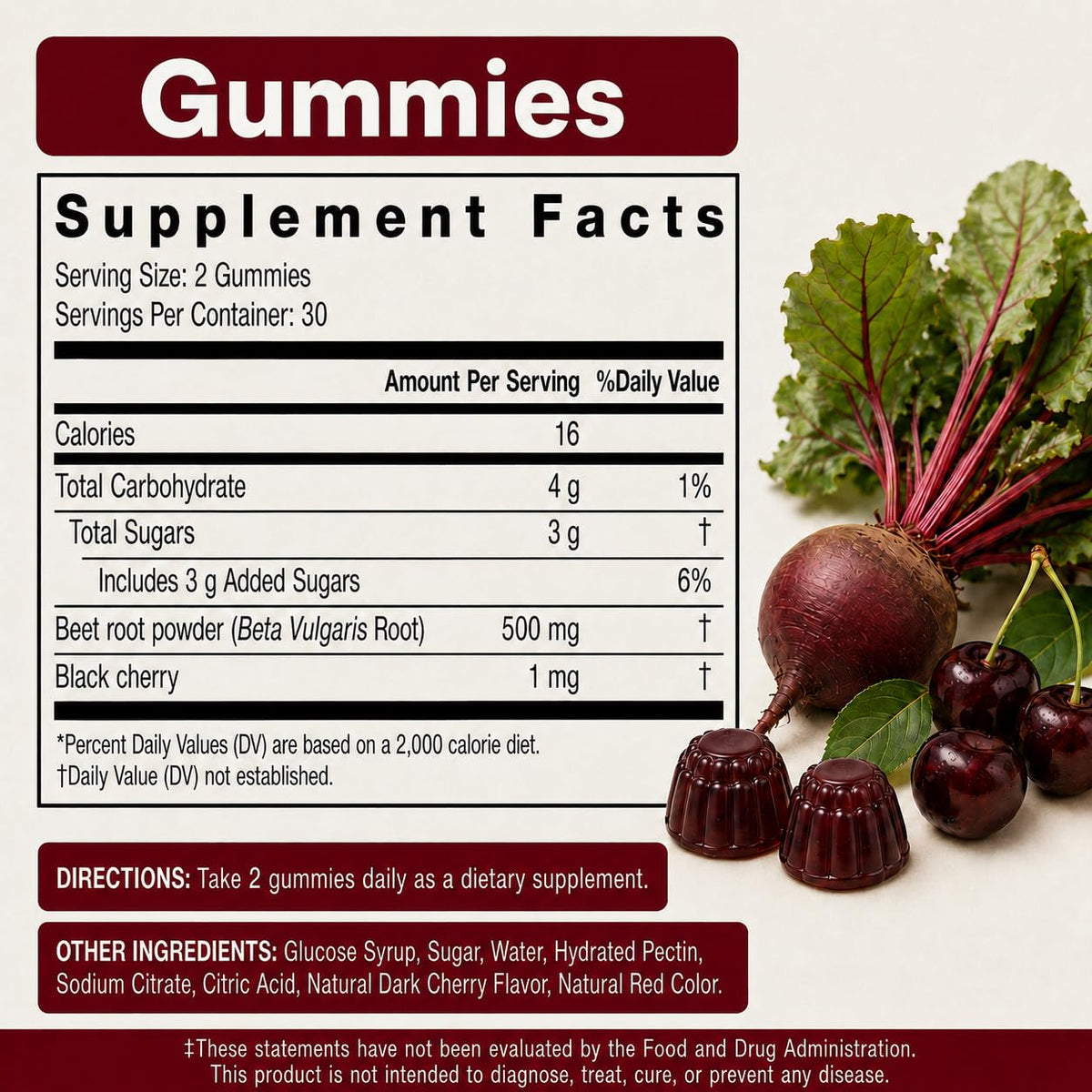 Beet Gummies 60 Count I9005