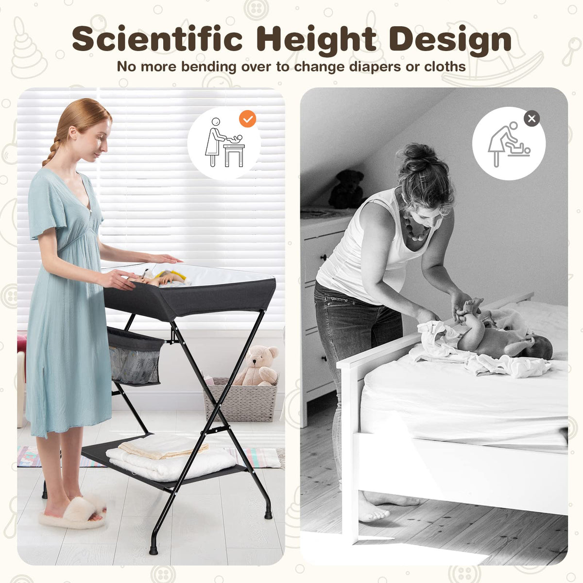 Portable Baby Changing Table with Safety Belt Black D37629
