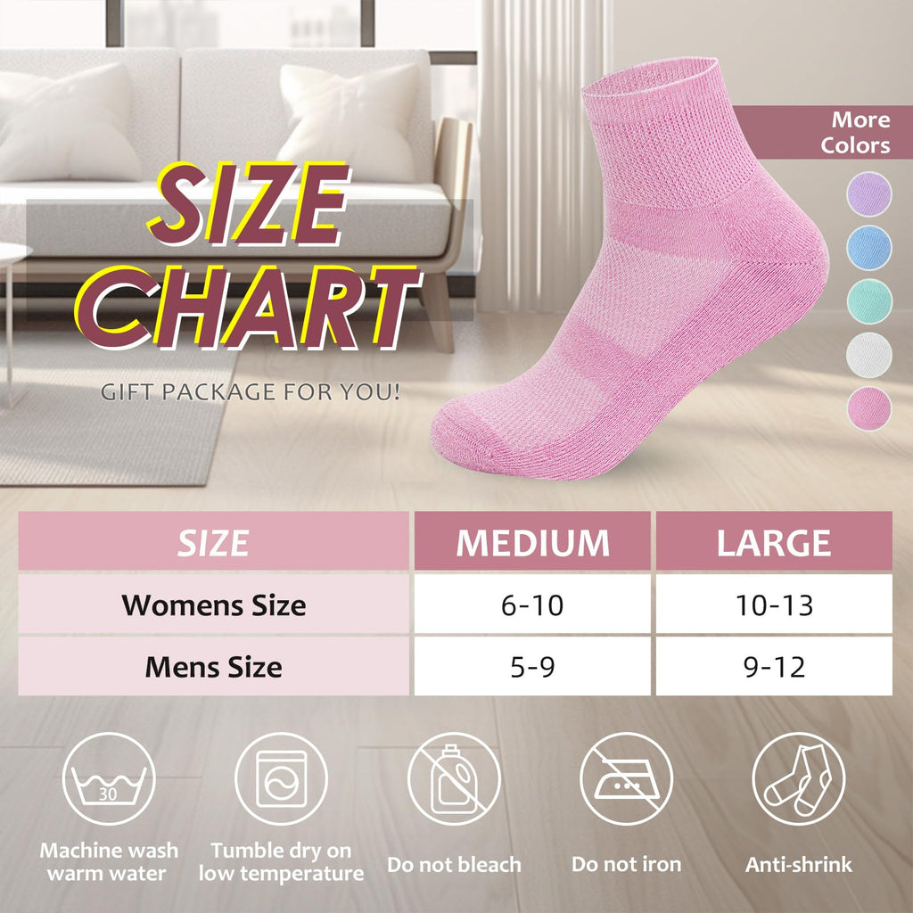 5 Pairs Bamboo Viscose Non-Binding Diabetic Ankle Socks H3415