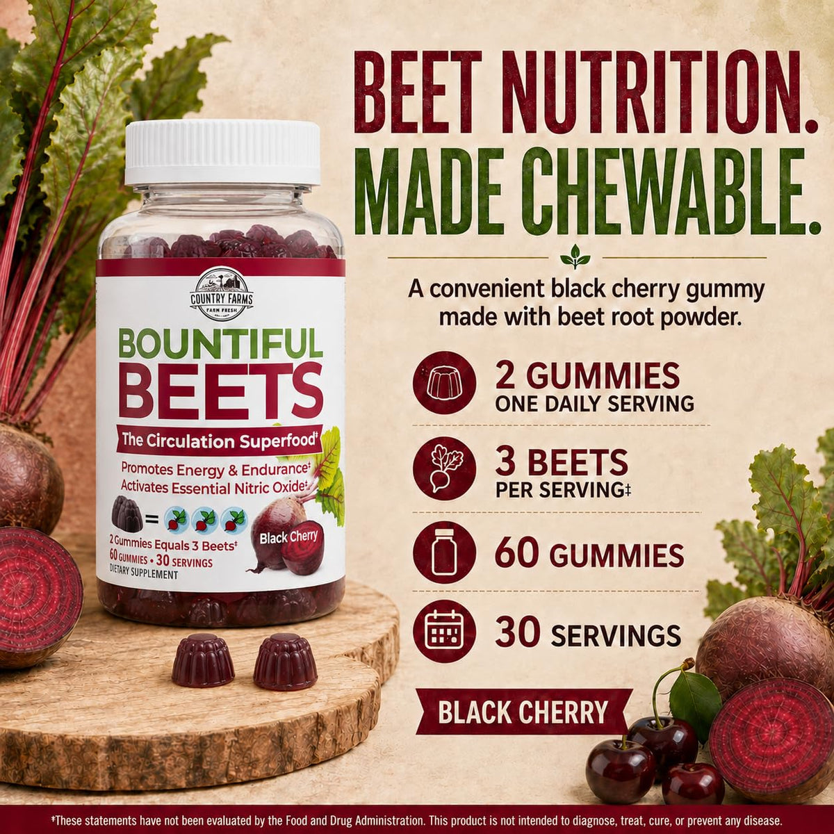 Beet Gummies 60 Count I9005