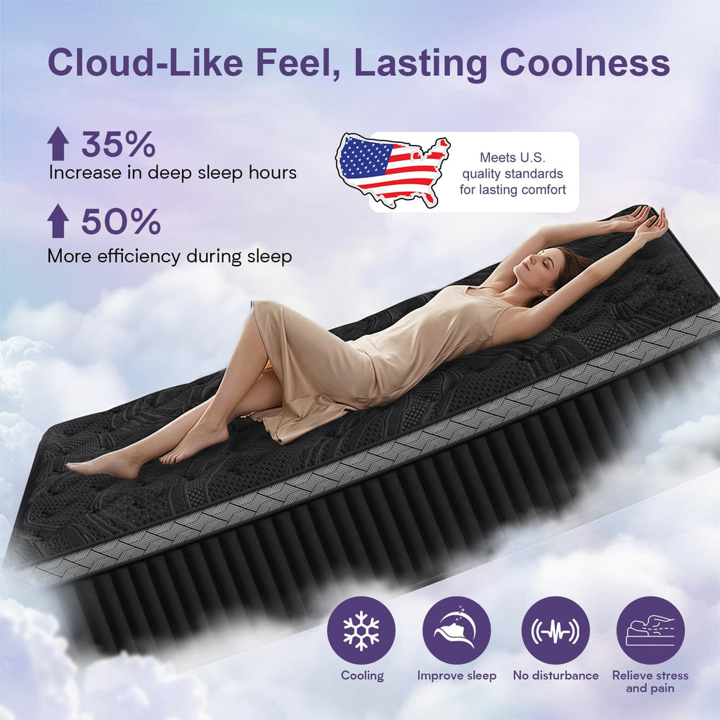 16 Inch Queen Size Hybrid Mattress in a Box B9874
