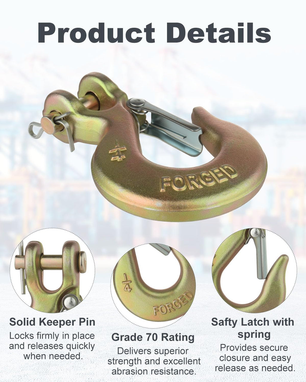 3/8" Clevis Slip Hook with Safety Latch Grade 70 V6113
