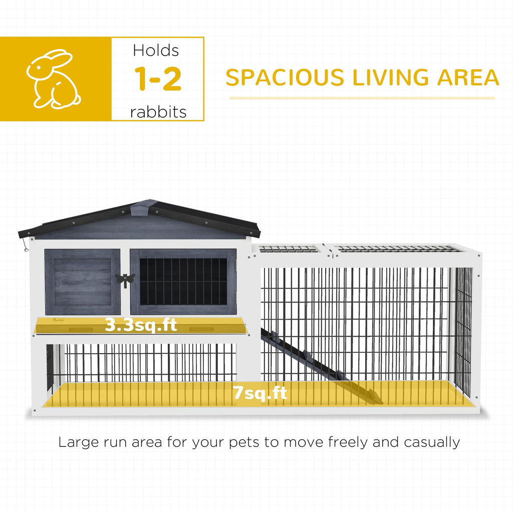 2 Levels Outdoor Rabbit Hutch Dark Gray U191