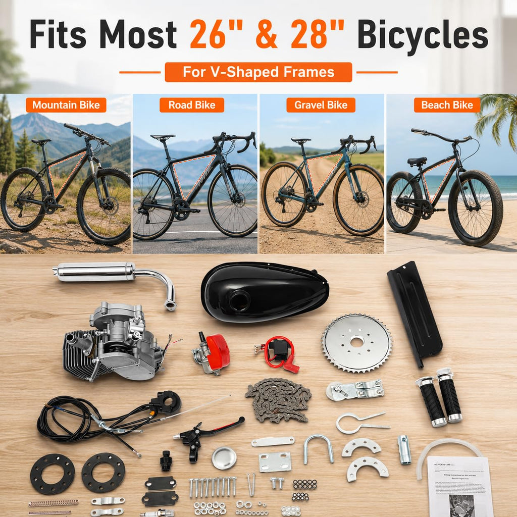 2-Stroke 100cc Gas Bicycle Engine Kit with 44 Tooth Sprocket A418755