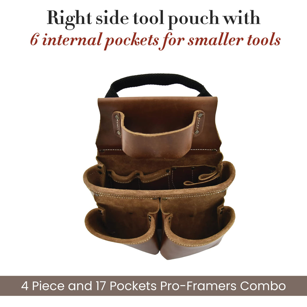 Leather 4 Piece Tool Belt Set with 17 Pockets G427388
