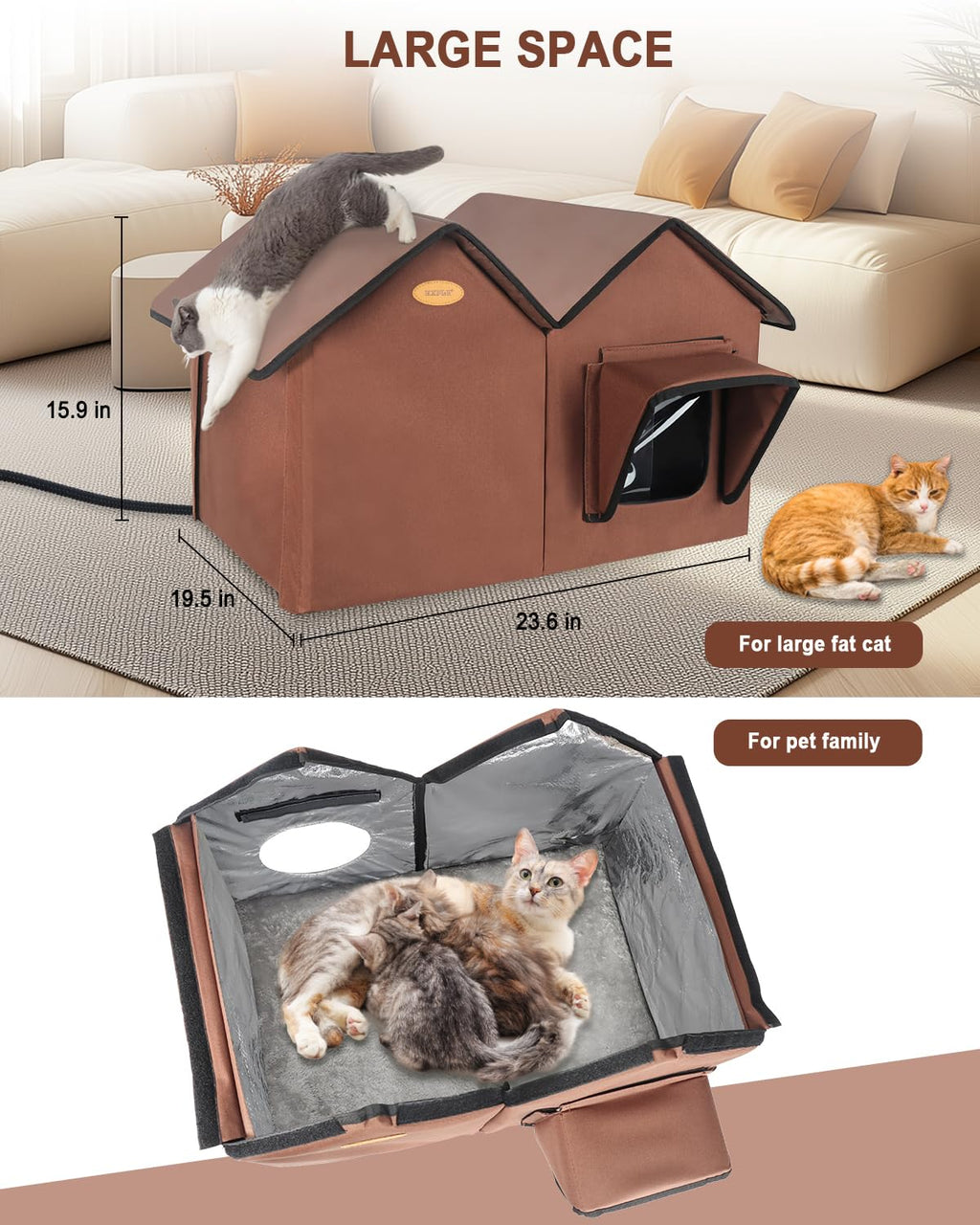 Large Insulated Heated Outdoor Cat House C402