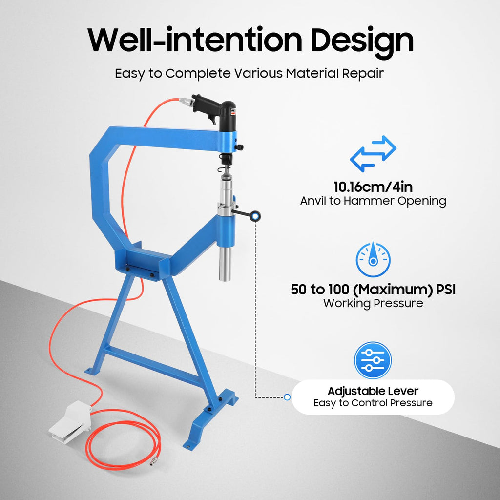 Pneumatic Planishing Hammer Metal Shaping Machine with Anvil & Foot Pedal H3808