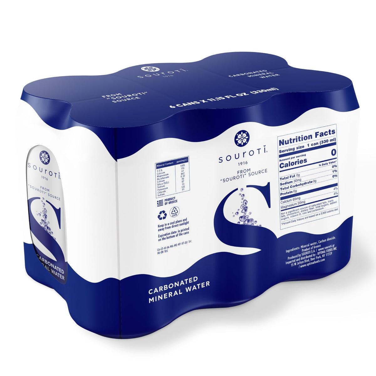 Unflavored Carbonated Mineral Water 6-Pack 330ml Tins A463