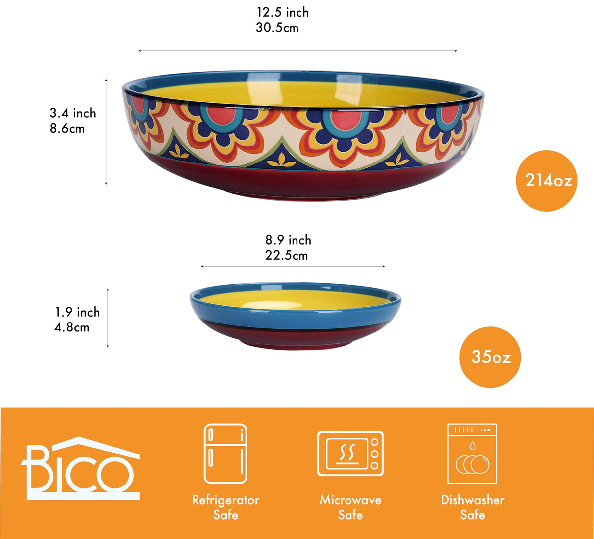 Ceramic Pasta Bowl Set of 5, Microwave & Dishwasher Safe B808