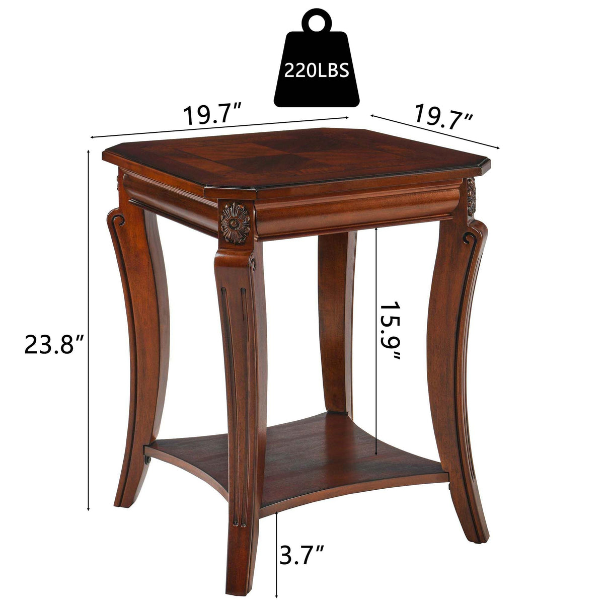 Cherry Brown Side Table with Storage Shelf P656