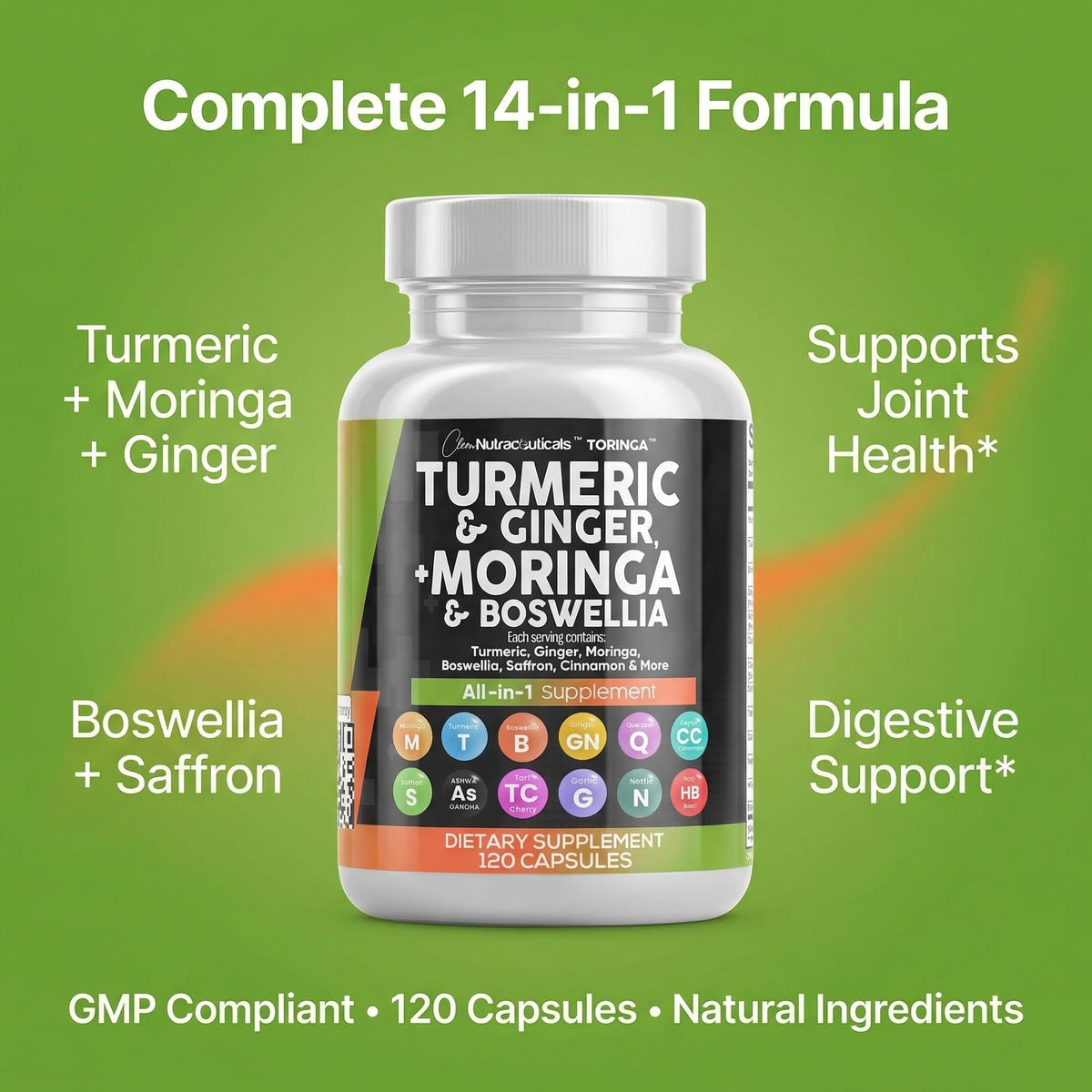 Turmeric Moringa Ginger Boswellia Saffron Supplement B2446