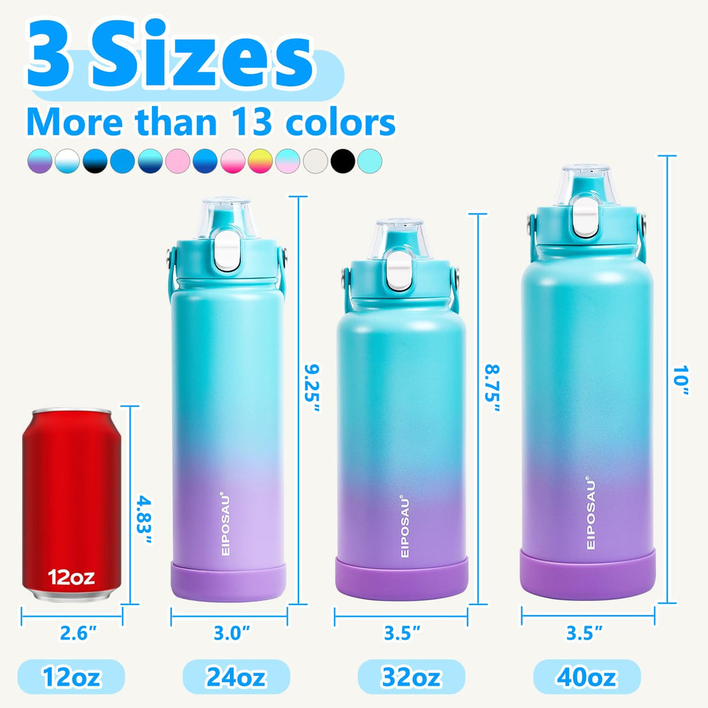 Insulated Water Bottle with Lid & Boot & Stickers, 24 oz H869