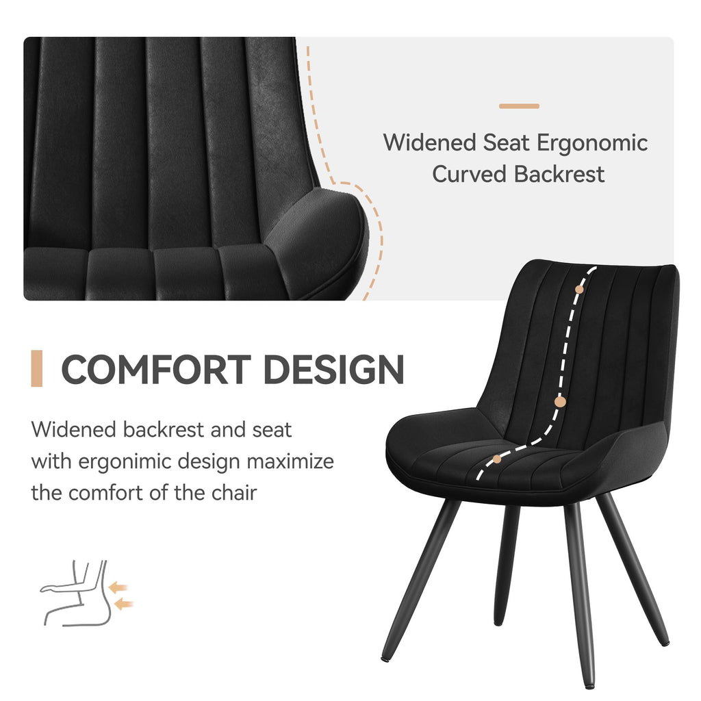 Black Faux Leather Upholstered Dining Chairs Set of 6 I85981