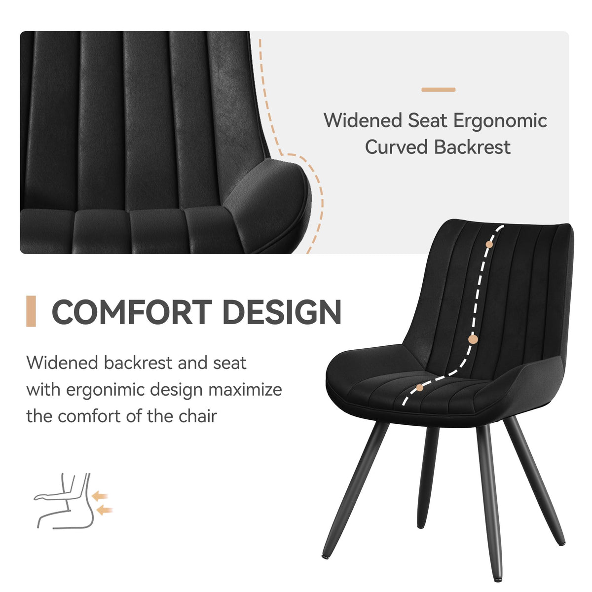 Black Faux Leather Upholstered Dining Chairs Set of 6 I85981