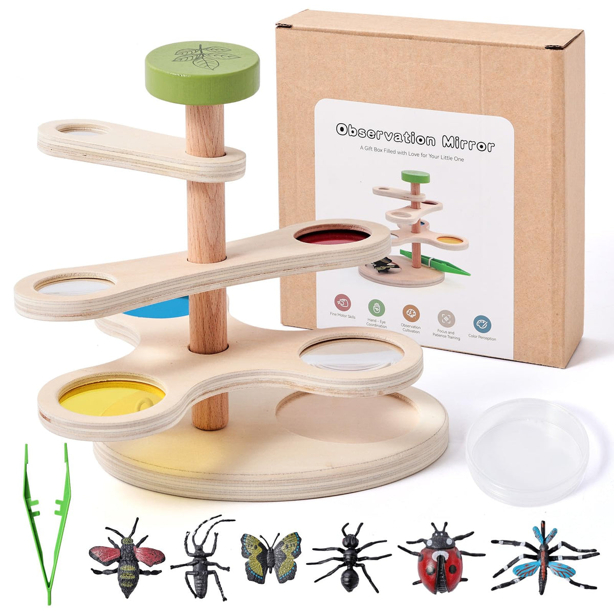 Insect Observation Kit with Tweezers, Petri Dish and 6 Insect Models B642