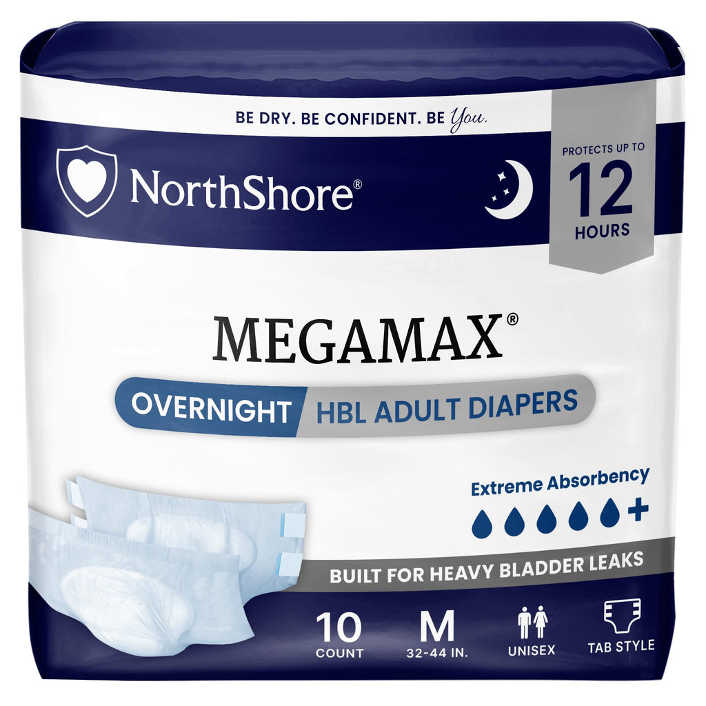 White Medium Adult Diapers with Tabs, 10 Count K95417