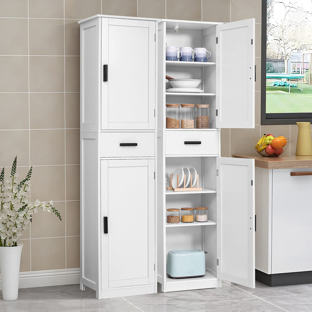 67'' Tall White Storage Cabinet with 4 Shelves & 2 Doors R4208